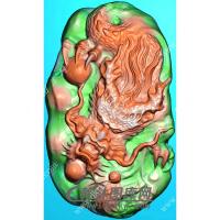 玉雕随形龙牌挂件精雕图（GLF-062)
