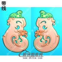 玉雕随形貔貅牌头仿古龙牌挂件带线精雕图（GLF-043)