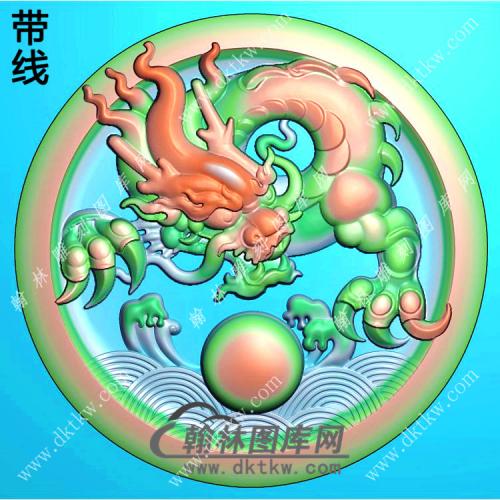 盘龙圆牌挂件带线精雕图（GLF-256)