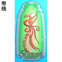 双面如意凤凰挂件带线精雕图（GLF-228)