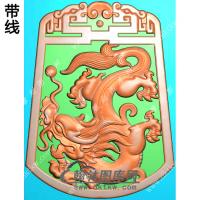 玉雕双面龙牌挂件带线精雕图（GLF-286)