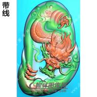 玉雕随形龙牌挂件带线精雕图（GLF-261)