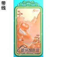 山水仿古牌挂件带线精雕图（SSG-374)