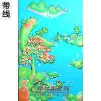 玉雕山水46牌带线精雕图（SSG-361)
