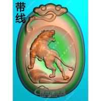 灵芝牌头老虎挂件带线精雕图（GH-105）