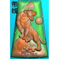 玉雕梯形上山老虎挂件带线精雕图（GH-123）