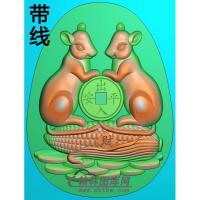 玉雕椭圆出入平安老鼠挂件带线精雕图（GS-048）