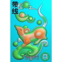 元宝如意招财老鼠挂件带线精雕图（GS-039）