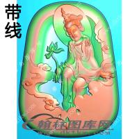 凹底坐观音挂件精雕图（LGY-152）