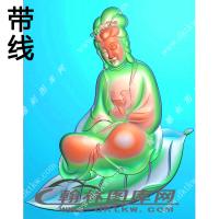 坐树叶观音挂件带线精雕图（LGY-169）
