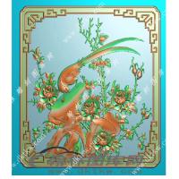 路西花鸟顶箱柜小门精雕图（MM-046）