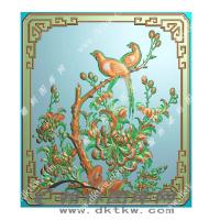 路西花鸟顶箱柜小门精雕图（MM-047）