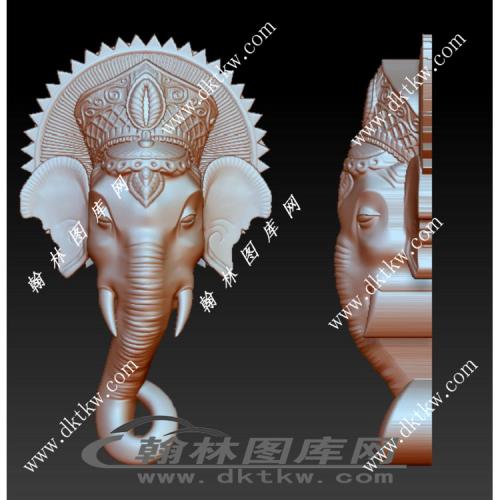大象头部立体圆雕图（RNG-052）
