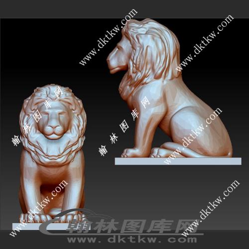 坐立狮子立体圆雕图（SKT-872）