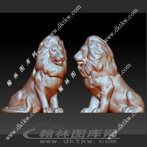 坐着的雄狮立体圆雕图（SKT-613）