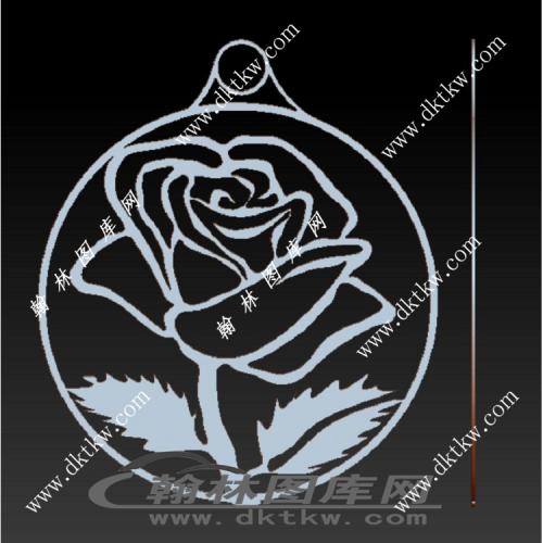 玫瑰花吊坠立体圆雕图（RNG-202）