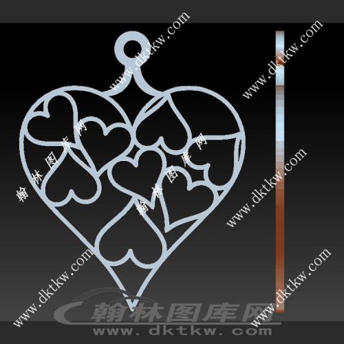 心脏形吊坠立体圆雕图（SKT-522）