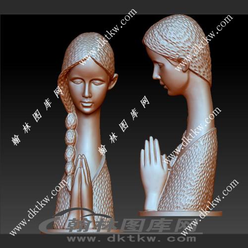 祷告的女孩立体圆雕图（SKT-084）