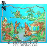 八仙床板左精雕图（EDG-108）