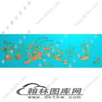 精品花鸟床大背板图精雕图（EDG-182）