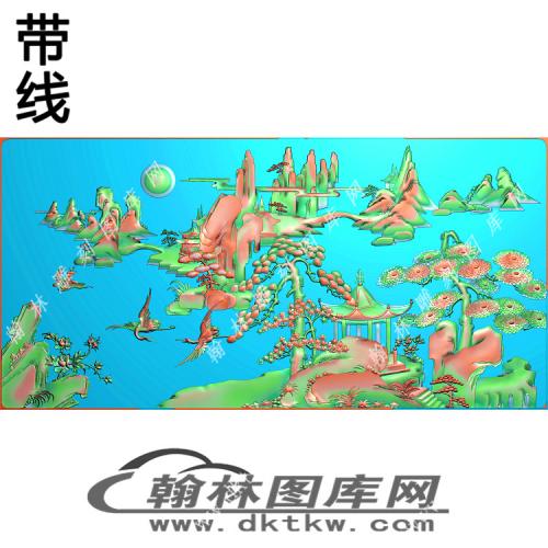 罗汉床山水精雕图（EDG-100）
