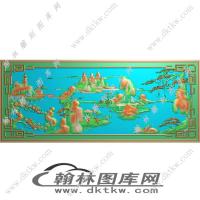 山水背板左精雕图（EDG-215）
