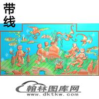 五子送财大床图精雕图（EDG-227）