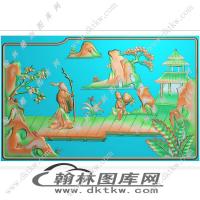 红明新会人物山水背板精雕图（EDG-674）