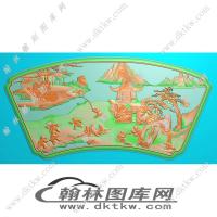 三人后背大板百子修精雕图（EDG-709）