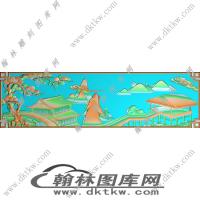 山水大班台 （后上背板）精雕图（RNG-620）