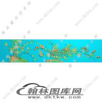 百福罗汉床扶手外侧菊竹精雕图（EDG-268）