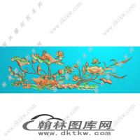 百鸟罗汉床扶手荷花 精雕图（EDG-273）