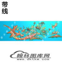 百鸟罗汉床扶手鸟精雕图（EDG-271）