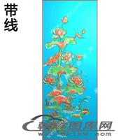 顶箱柜门（荷花）精雕图（EDG-281）