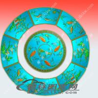 海底虾鱼鹿花鸟圆台面板精雕图（EDG-1189）