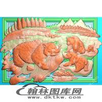 北极熊捕鱼精雕图（XJD-627）