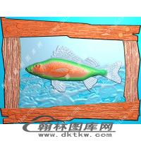 相框中的鱼精雕图（XJD-694）