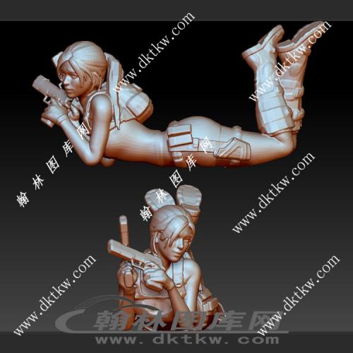 躺着的女枪神立体圆雕图（SKT-041）
