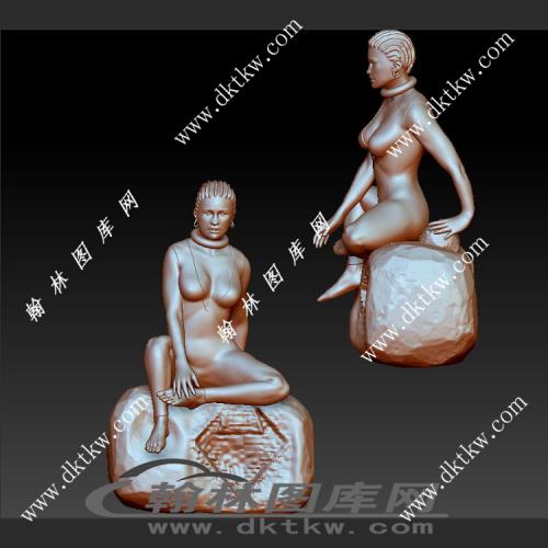 坐着的女性立体圆雕图（SKT-874）