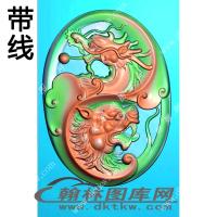 龙虎斗挂件精雕图（XJD-005）