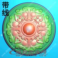 四方兽头璧鼓面带珠子精雕图（XJD-259）