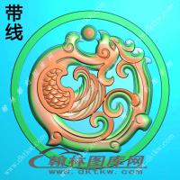 仿古牌凤带线精雕图（XJD-103）
