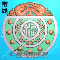 仿古双龙牌头带线精雕图（XJD-166）