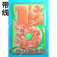 玉雕兽面仿古龙凤精雕图（XJD-237）