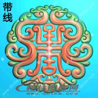 蝙蝠字圆镂空精雕图（XJD-051）