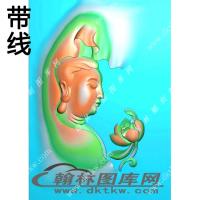 半身观音挂件精雕图（XJD-311）