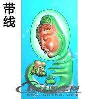 半身观音挂件精雕图（XJD-322）