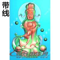 站立观音挂件精雕图（XJD-340）