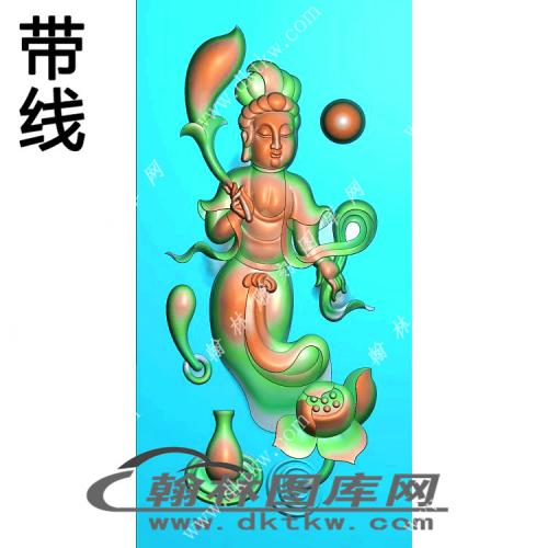 站立观音挂件精雕图（XJD-339）