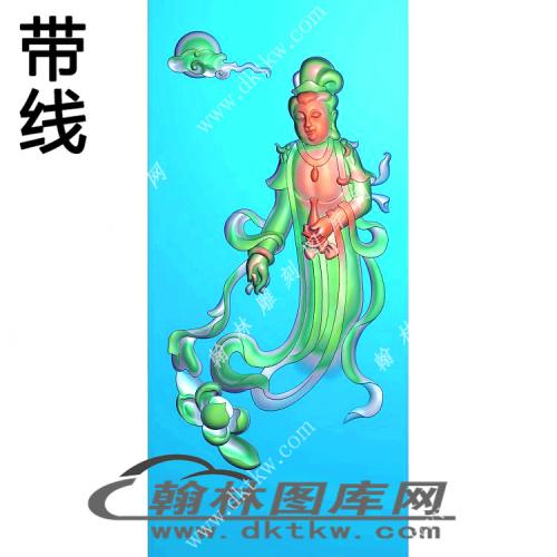 站立观音挂件精雕图（XJD-333）